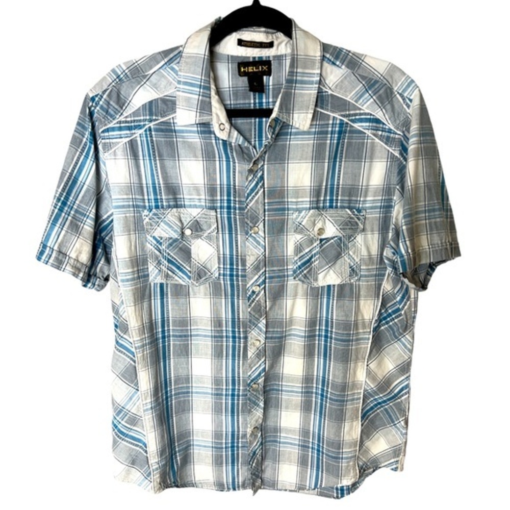 Helix Men’s‎ pearl snap down shirt athletic fit size Large